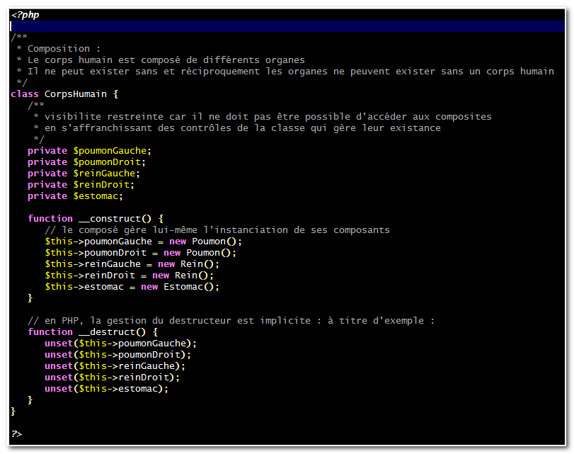Code PHP - Composition