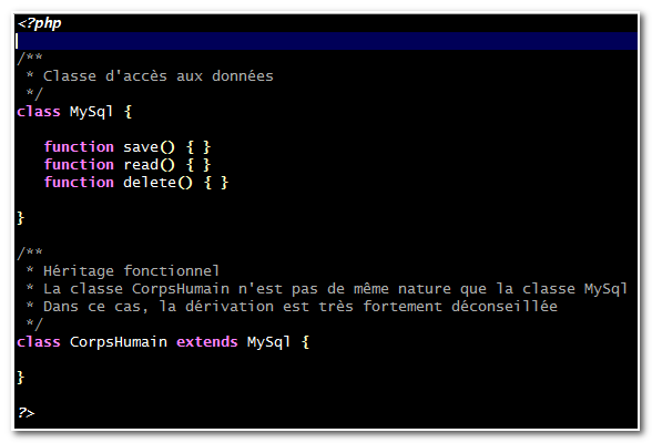 Code PHP - Héritage fonctionnel